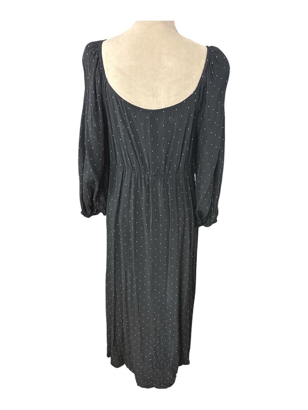 a new day Black Maxi Dress with Puff Sleeves and Dot Print - Picture 3 of 6